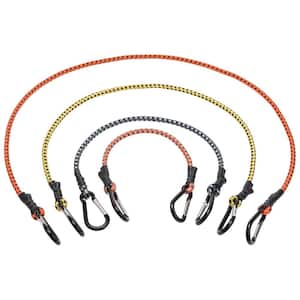 Assorted Sized Multi-Color Mini Bungee Cords with Carabiners (12 Pack)