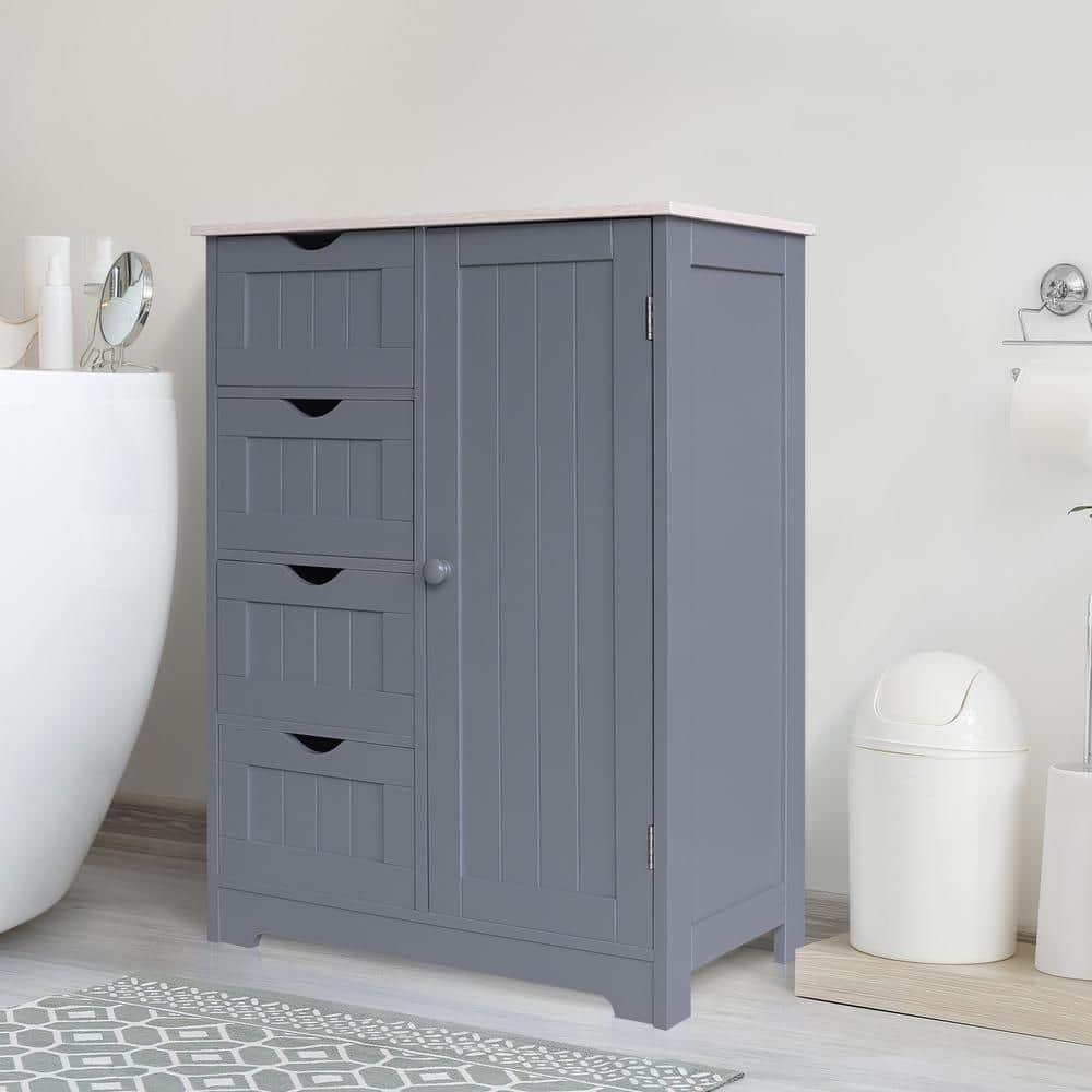 VEIKOUS 23.6 in. W x 11.8 in. D x 31.6 in. H Gray Freestanding Linen ...