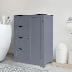 23.6 in. W x 11.8 in. D x 31.6 in. H Gray Freestanding Linen Cabinet with Adjustable Shelf and 4-Drawer