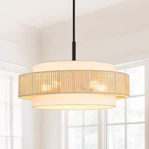 Nekoosa 24 in. 5-Light Tiered Drum Chandelier with Black Canopy