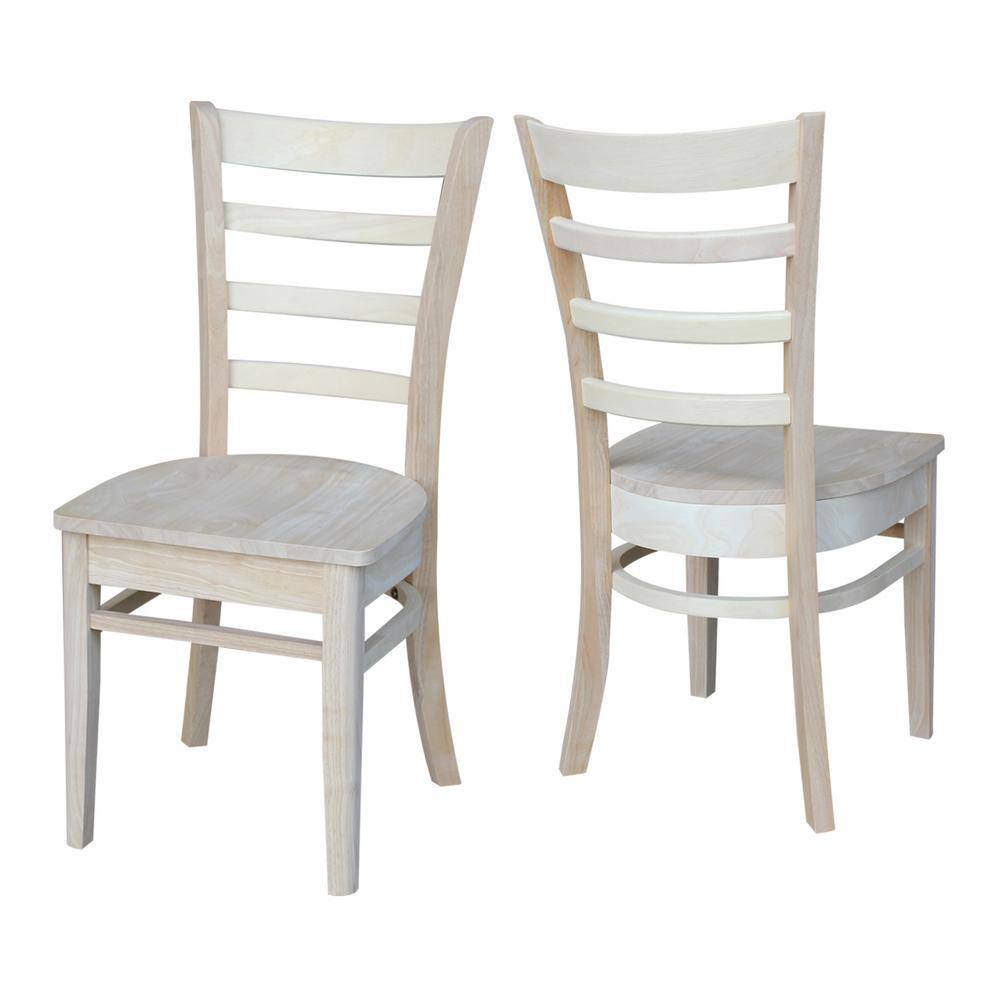 Set of 2 White High Ladderback Wood Side Chairs