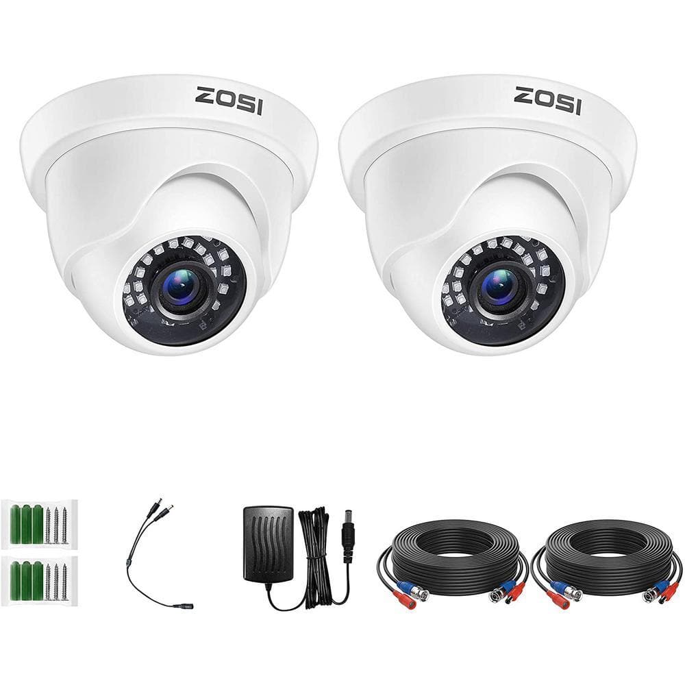 ZOSI White Wired 1080p Indoor Dome TVI Security Camera Compatible