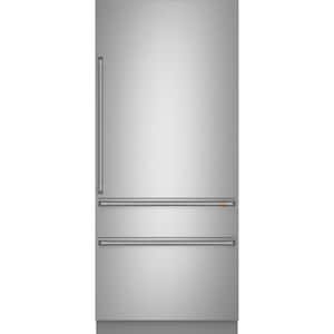 36 in. 20.1 cu. ft. Built-In Bottom Freezer Refrigerator in Stainless Steel with Convertible Middle Drawer, RH Swing