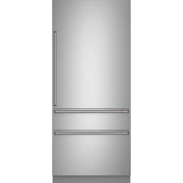 Cafe 36 in. 20.1 cu. ft. Built-In Bottom Freezer Refrigerator in Stainless Steel with Convertible Middle Drawer, RH Swing