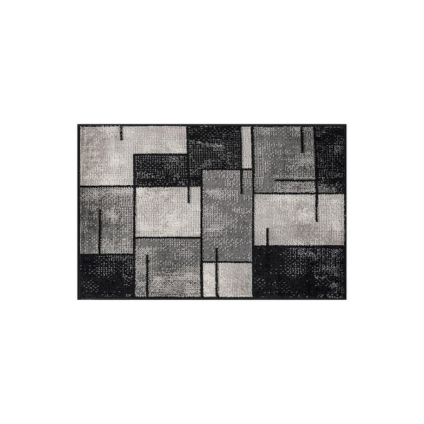 Modern Linear Area Rug for Living Room, Bedroom, or Entryway 2 ft. x 3 ft. Black