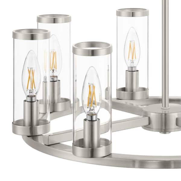 Hampton Bay Loveland 8-Light Brushed Nickel Wagon Wheel Chandelier