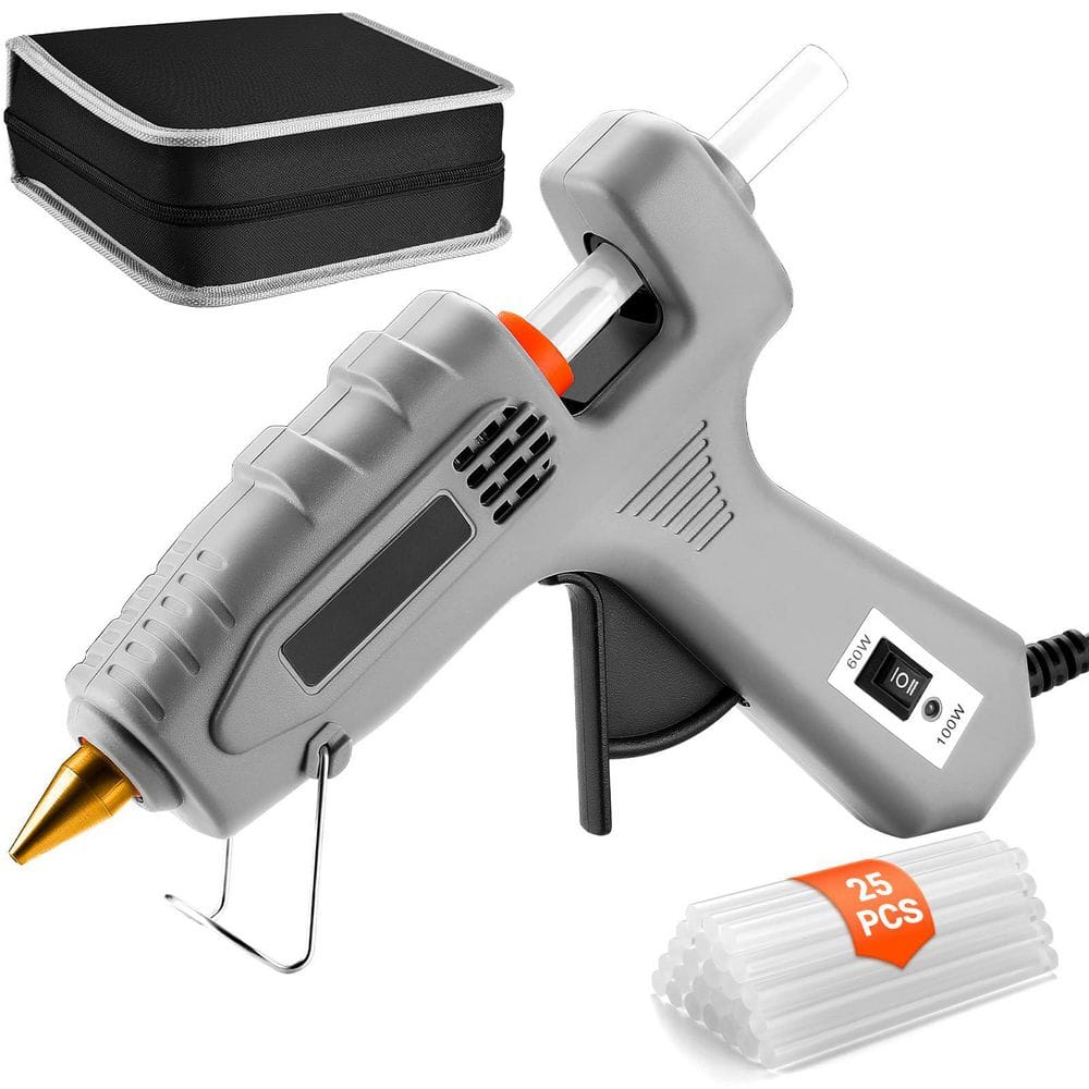 Full-Size Dual Temp Hot Glue Gun Kit with 25 Glue Sticks and Storage Case f