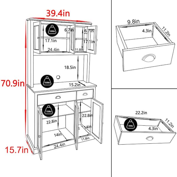 Costway 41 in. White Farmhouse Kitchen Pantry Storage Cabinet with Doors  Adjustable Shelves KC53383WH - The Home Depot