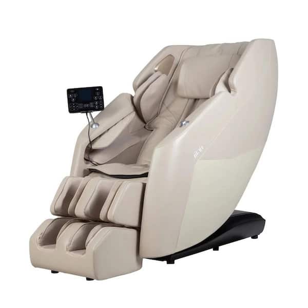 Ultra 2 Series Taupe Faux Leather Reclining 3D Massage Chair with Wide Armrests and 12 Auto Massage Programs