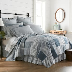 VHC BRANDS Sawyer Mill Blue Farmhouse Patchwork Queen Cotton Quilt