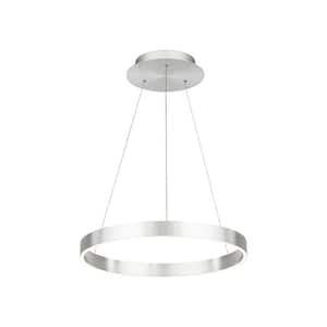 Sirius 35-Watt Integrated LED Brushed Aluminum Standard Pendant Glass Shade