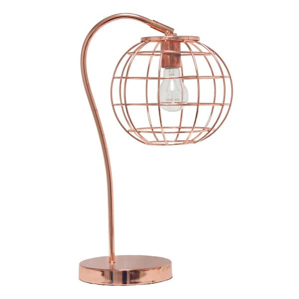 Elegant Designs 20 in. Rose Gold Caged In Metal Table Lamp