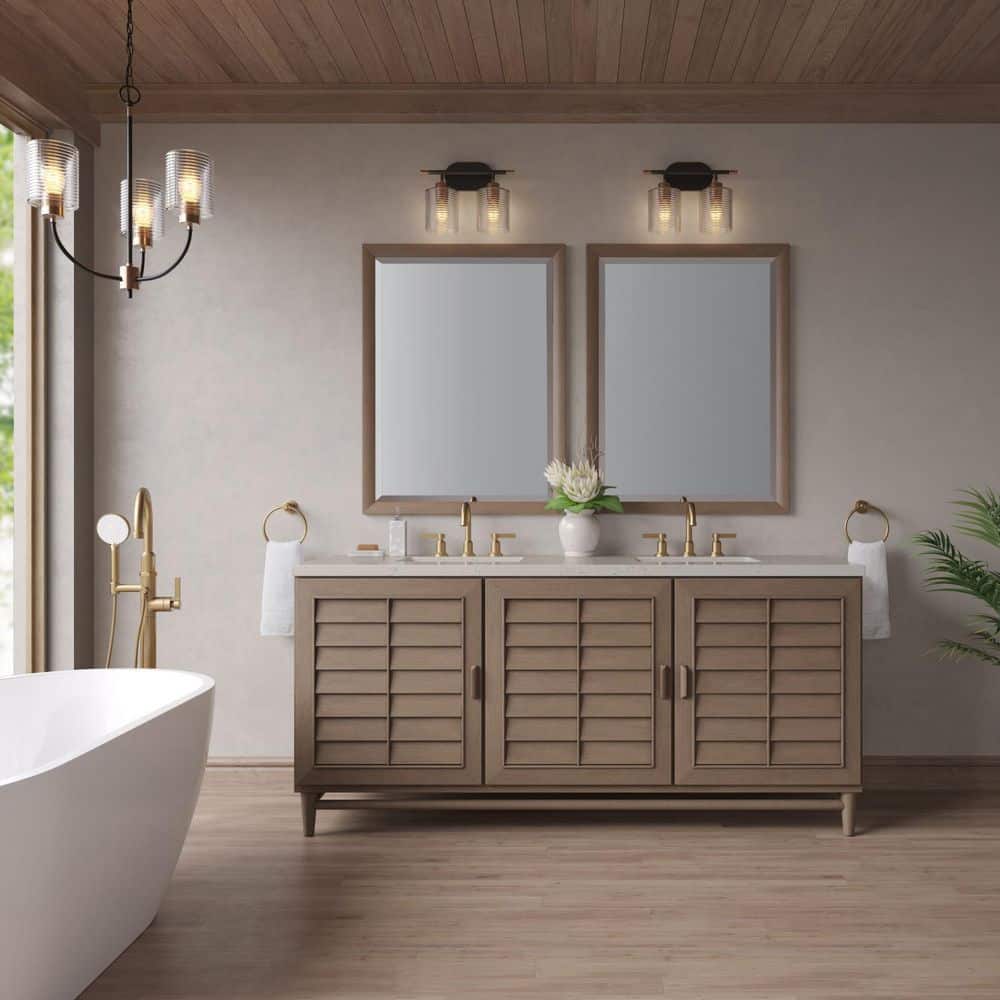 Portland 72.0 in. Double Bath Vanity in Whitewashed Walnut with Siberian Quartz Top price history on PriceWatchPro