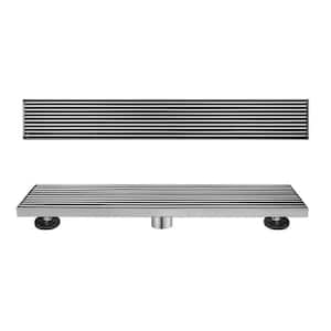 48 in. Linear Stainless Steel Shower Drain with Bar Pattern