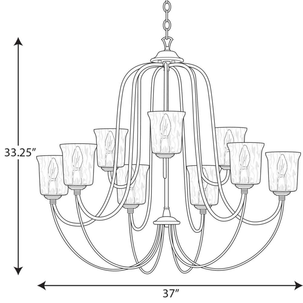 Bowman Matte Black 9-Light Chandelier with Clear Glass Shades