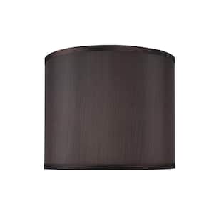 12 in. x 10 in. Brown and Striped Pattern Drum/Cylinder Lamp Shade