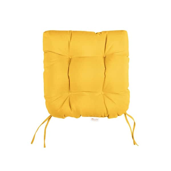 SORRA HOME Sunbrella Canvas Sunflower Tufted Chair Cushion Round U ...