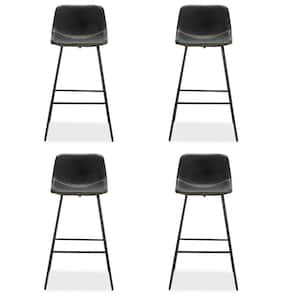 39.4 in. Black Faux Leather Bar Stools with Metal Frame (Set of 4)