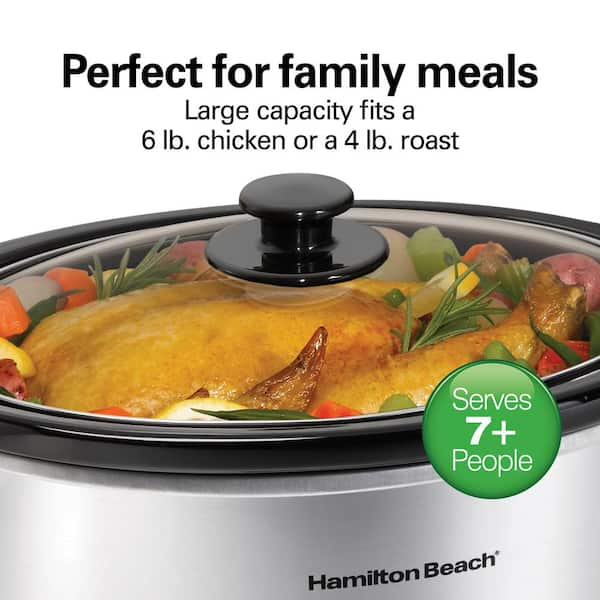 Hamilton Beach 8 Quart Programmable Slow Cooker with Three Temperature  Settings, Dishwasher Safe Crock and Lid, Silver (33480)