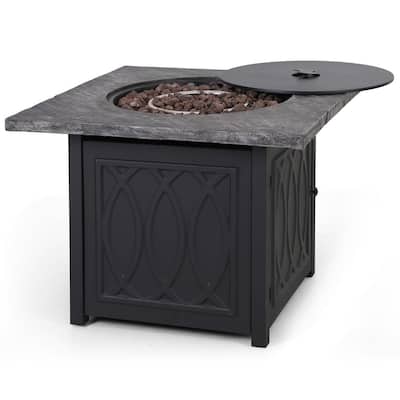 Metal Propane Fire Pits, Hiland Fire Pit Hexagon With Slate Table Large