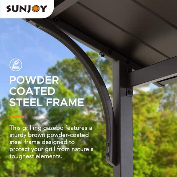 Sunjoy 5 ft. x 8 ft. Brown Steel Frame Double-Tier Hardtop