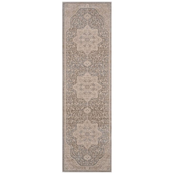 Solara Gray 2 ft. x 8 ft. Medalion Runner Rug