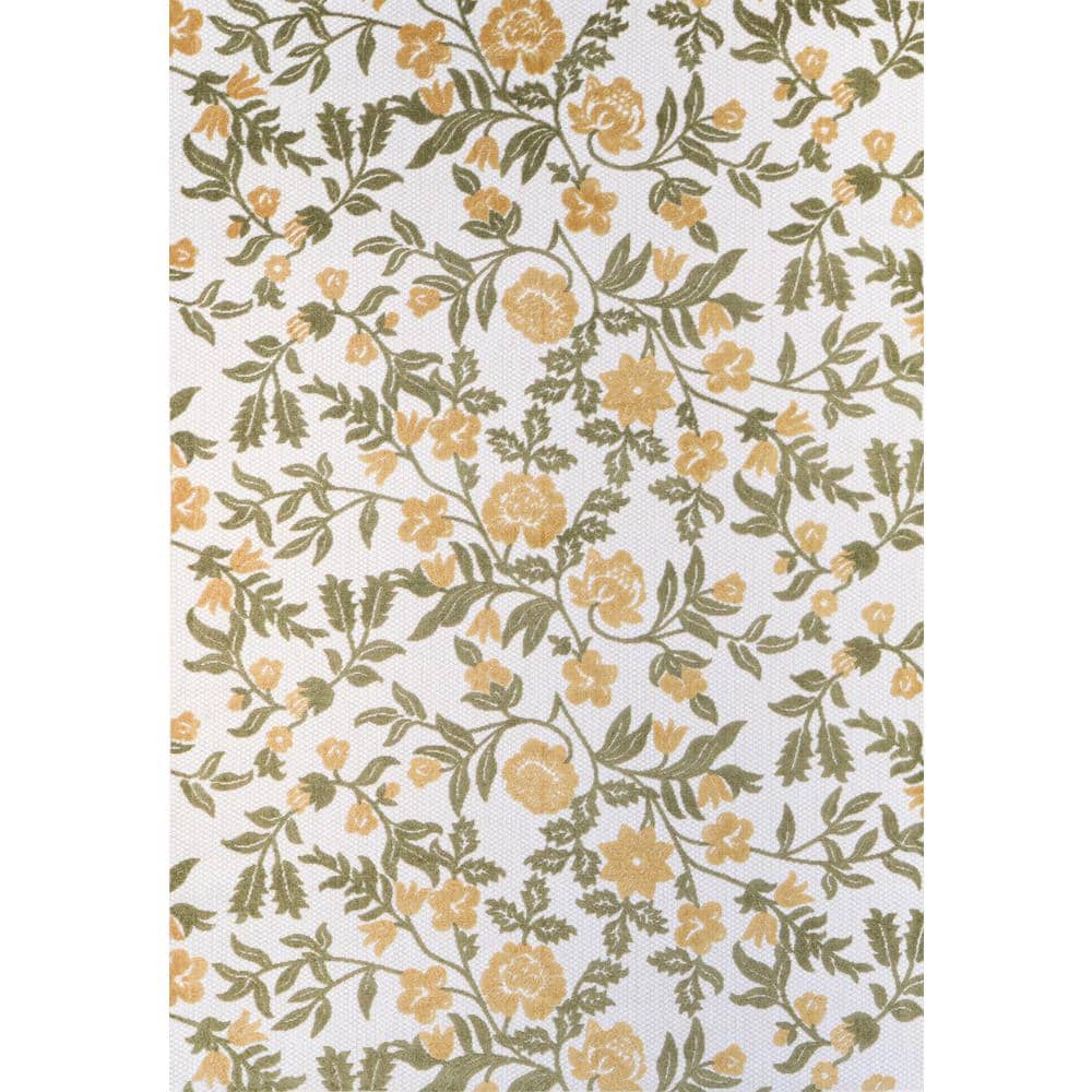 Veranda Ivory/Gold 8 ft. x 10 ft. (7 ft. 6 in. x 9 ft. 6 in.) Floral Transi