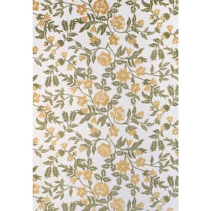 Veranda Ivory/Gold 8 ft. x 10 ft. (7 ft. 6 in. x 9 ft. 6 in.) Floral Transitional Indoor/Outdoor Area Rug