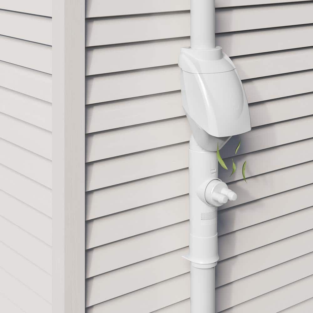 White PVC Clean Rain Ultra Downspout Diverter Kit