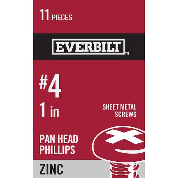 Everbilt #4 x 1 in. Phillips Pan Head Zinc Plated Sheet Metal Screw (11-Pack)