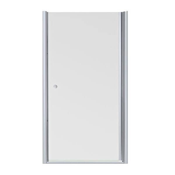 KOHLER Fluence 39 in. x 65-1/2 in. Semi-Frameless Pivot Shower Door in Bright Silver with Handle