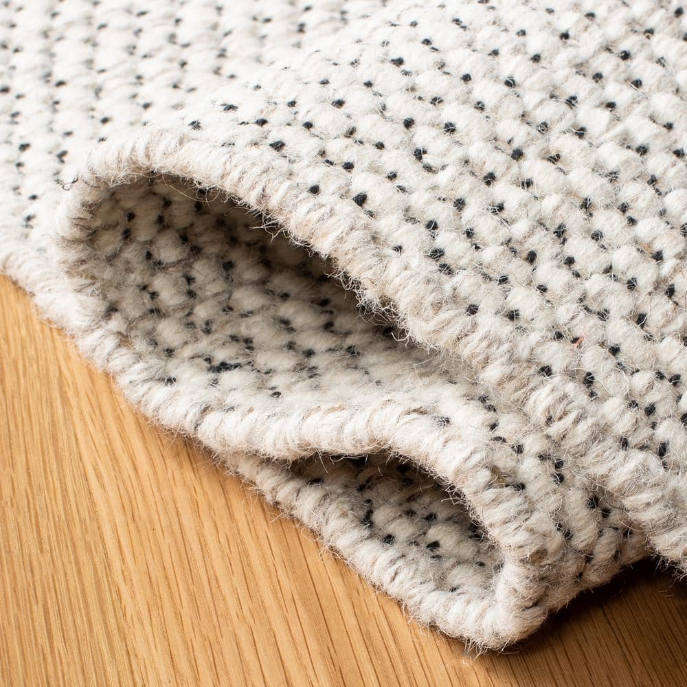 Ivory Flat Woven Handmade Wool Rectangular Rug, 5' x 8'