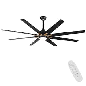 72 in. Industrial Integrated LED Dimmable Indoor Black and Gold Large Ceiling Fan with Light Kit, Remote and DC Motor