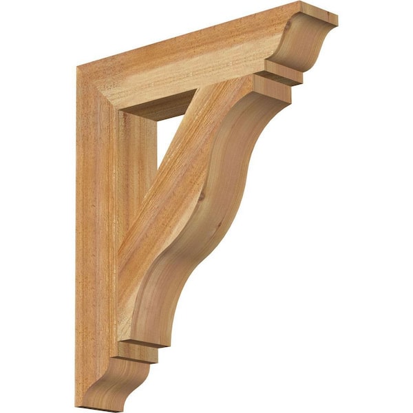 Ekena Millwork 4 in. x 24 in. x 20 in. Western Red Cedar Funston Traditional Rough Sawn Bracket
