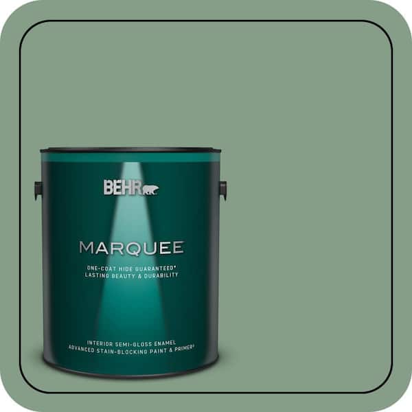 BEHR MARQUEE 1 gal. #S410-5 Track Green One-Coat Hide Semi-Gloss Enamel Interior Paint & Primer
