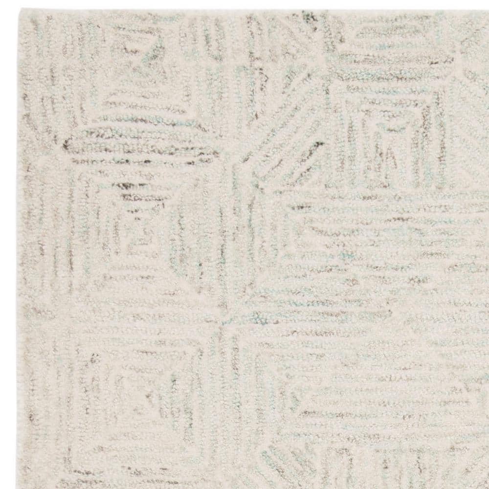 Handmade Light Blue Wool 4' x 6' Tufted Abstract Area Rug