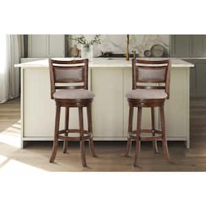 New Classic Furniture Aberdeen 29 in. Brown Wood Bar Stool with Fabric Cushions (Set of 2)