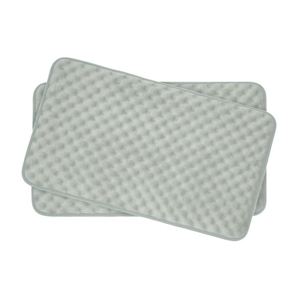 BounceComfort Massage Light Gray 17 in. x 24 in. Memory Foam 2-Piece Bath Mat Set