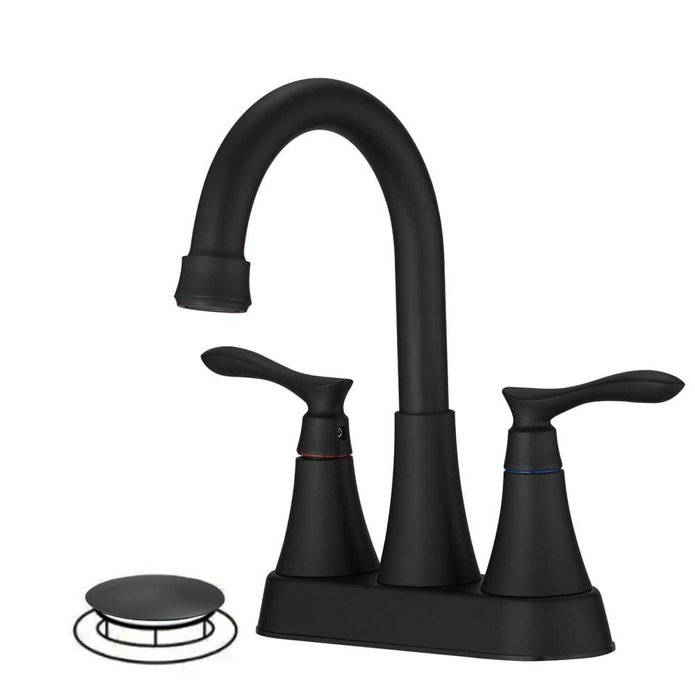HOMEMYSTIQUE Easy Install 4 in. Centerset Double Handle Spot Resistant ...