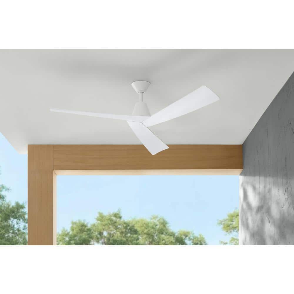 Home Decorators Collection Easton 60 in. Indoor/Outdoor Matte White with Matte White Blades Ceiling Fan with Remote Included N381B-MWH
