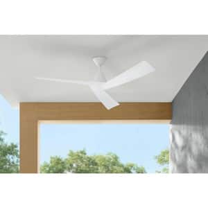 Easton 60 in. Indoor/Outdoor Matte White with Matte White Blades Ceiling Fan with Remote Included