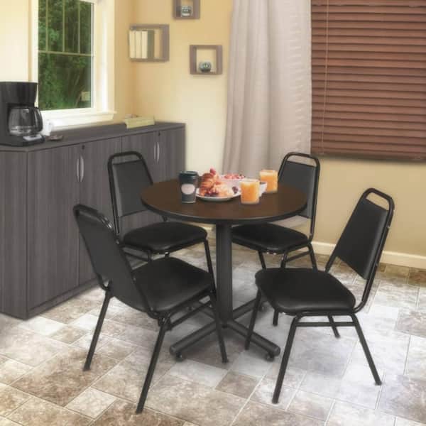Kobe 30 in. Round Neo Walnut X Base Breakroom Table Desk