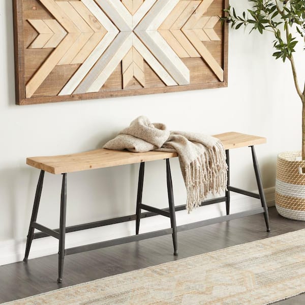 Litton Lane Brown Slim Bench 19 in. X 48 in. X 13 in.