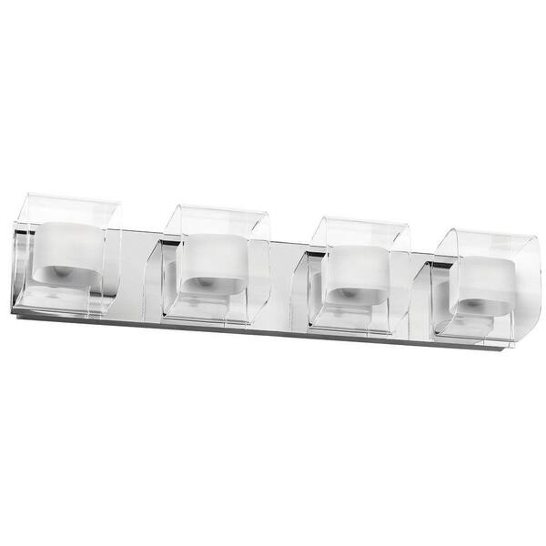 Radionic Hi Tech Courtney 4-Light Polished Chrome Vanity Light with Clear/Frosted White Glass