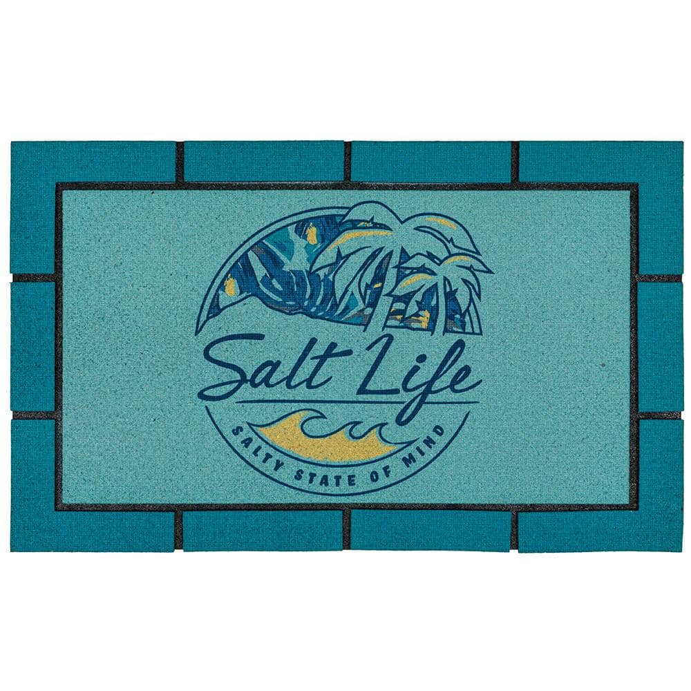 Mohawk Home Salt Life Shady Palms Border Multi 18 in. x 30 in. Recycled
