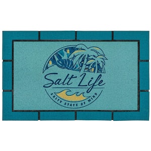 Salt Life Shady Palms Border Multi 18 in. x 30 in. Recycled Rubber Indoor/Outdoor Door Mat