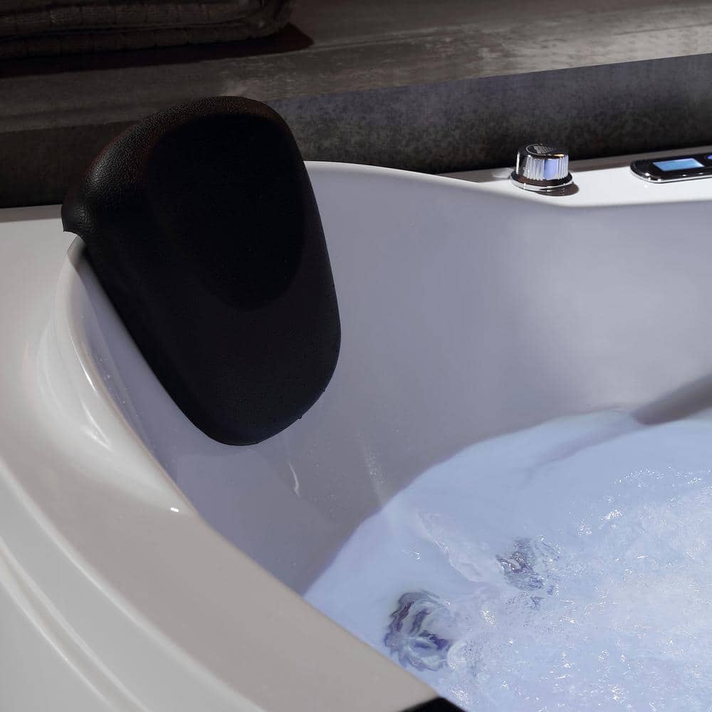 Modern White Acrylic Corner Whirlpool Bathtub with Faucet