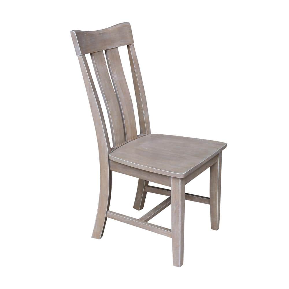 Washed Gray Taupe High Ladderback Wood Side Chair