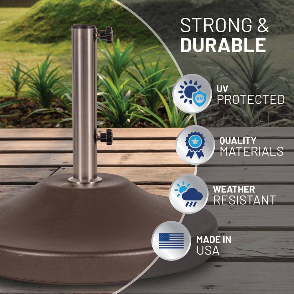 Bronze Heavy-Duty Fillable Umbrella Base with Wheels