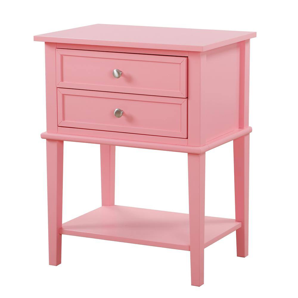 Newton Pink 2-Drawer Nightstand with Open Shelf